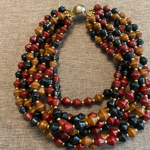 Elegant Paisley Scarf with Beaded Necklace - Picture 6 of 10